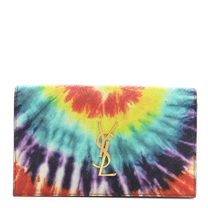 Saint Laurent Calfskin Snake Embossed Tie Dye Classic Kate Monogram Clutch Multicolor 1 of 11