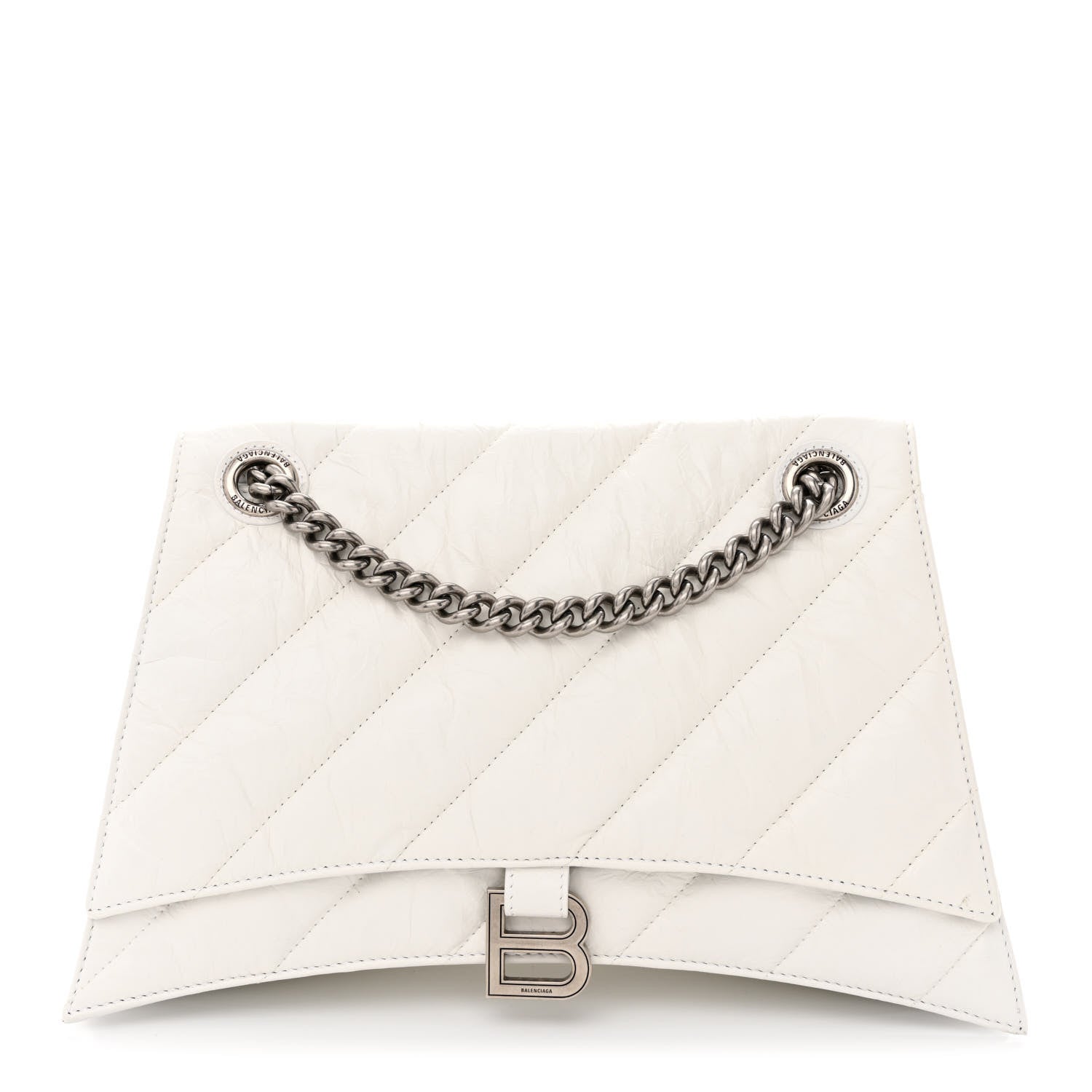 Balenciaga Crushed Calfskin Quilted Medium Crush Chain Bag Optic White 1 of 11