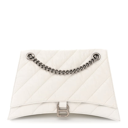 Balenciaga Crushed Calfskin Quilted Medium Crush Chain Bag Optic White 1 of 11