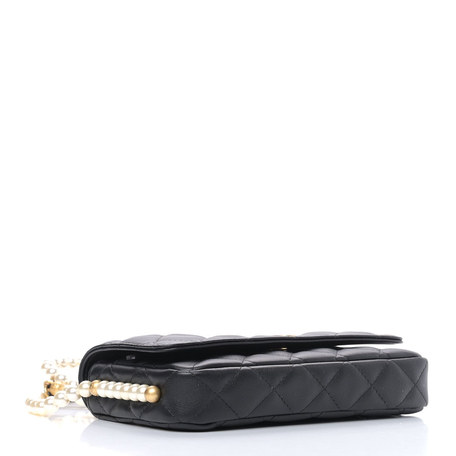 Chanel Calfskin Quilted Pearl Wallet On Chain WOC Black 3 of 8