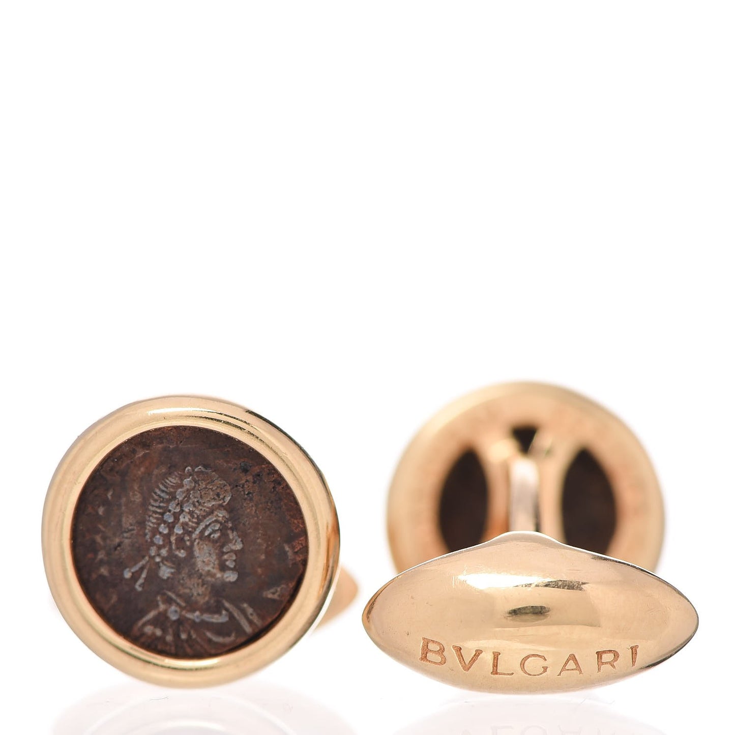 18K Yellow Gold Ancient Coin Cuff Links