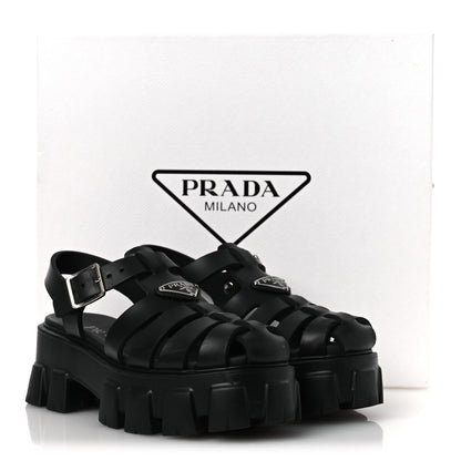 Prada Foam Rubber Triangle Logo Monolith 55mm Cage Sandals 36 Black 15 of 15