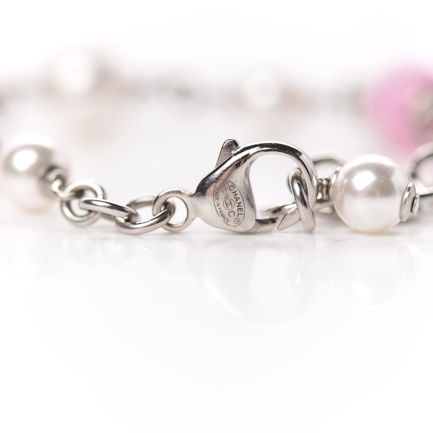Pearl Enamel CC Bracelet Pink