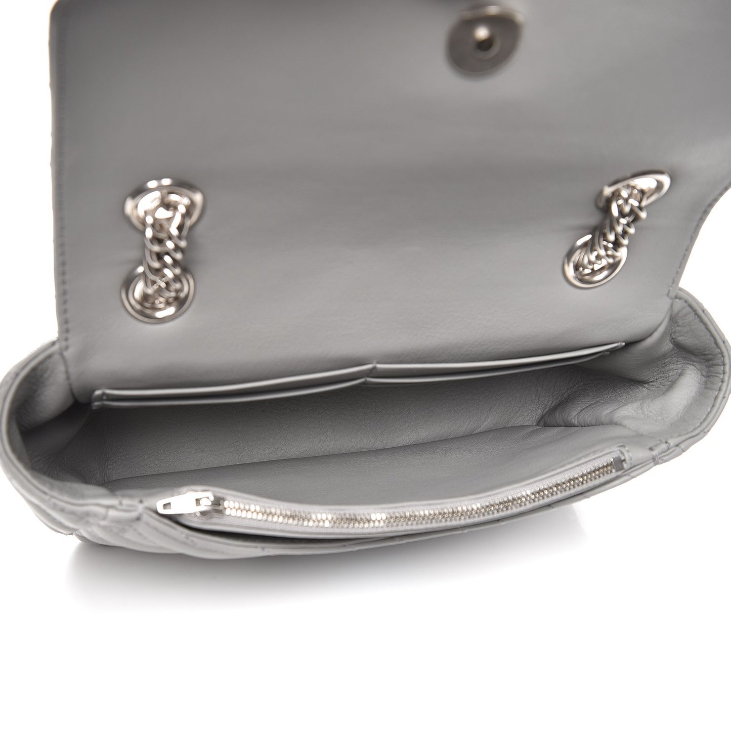 Calfskin Logo Matelasse S BB Round Shoulder Bag Gris Haussmannien