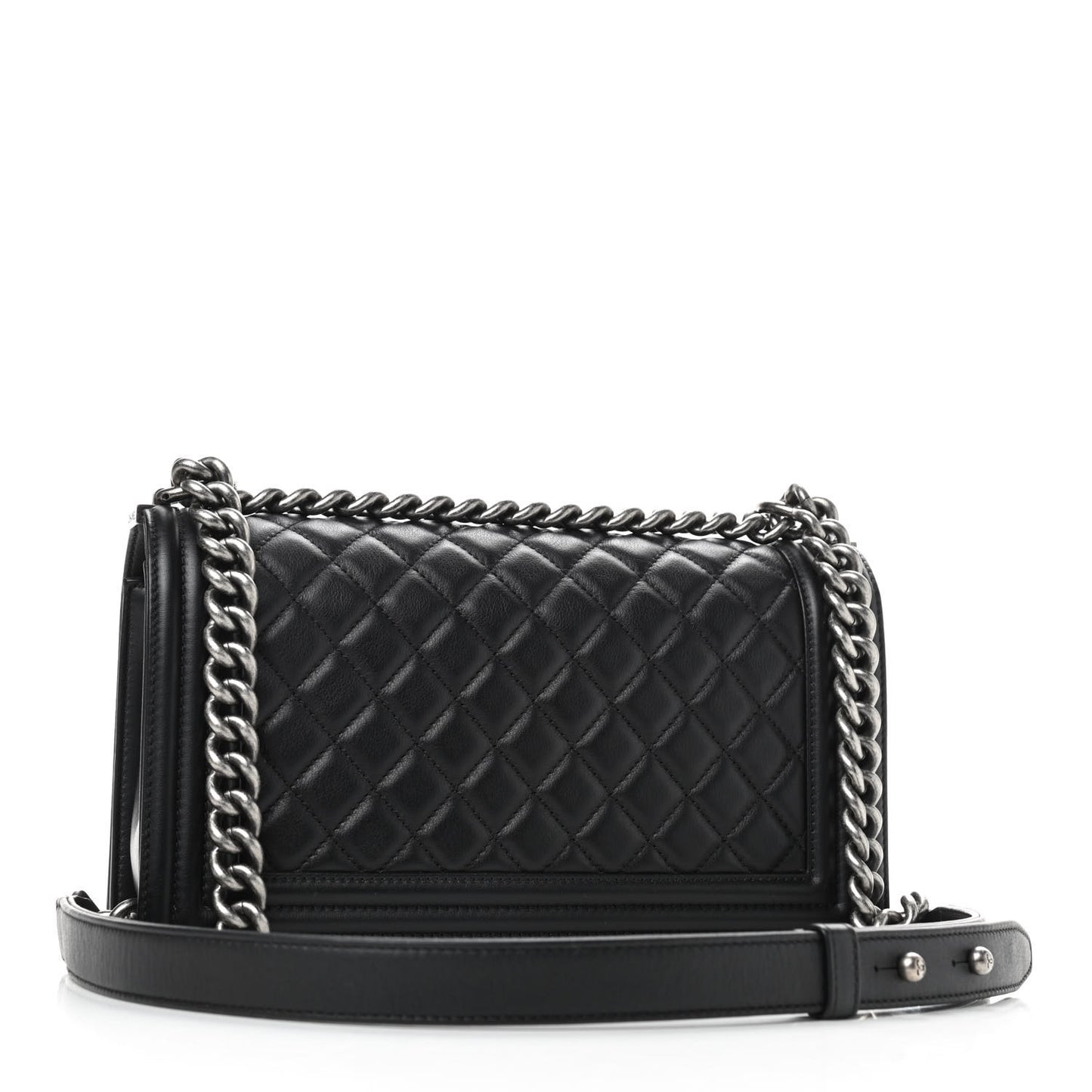 Calfskin Quilted Medium Boy Flap Black