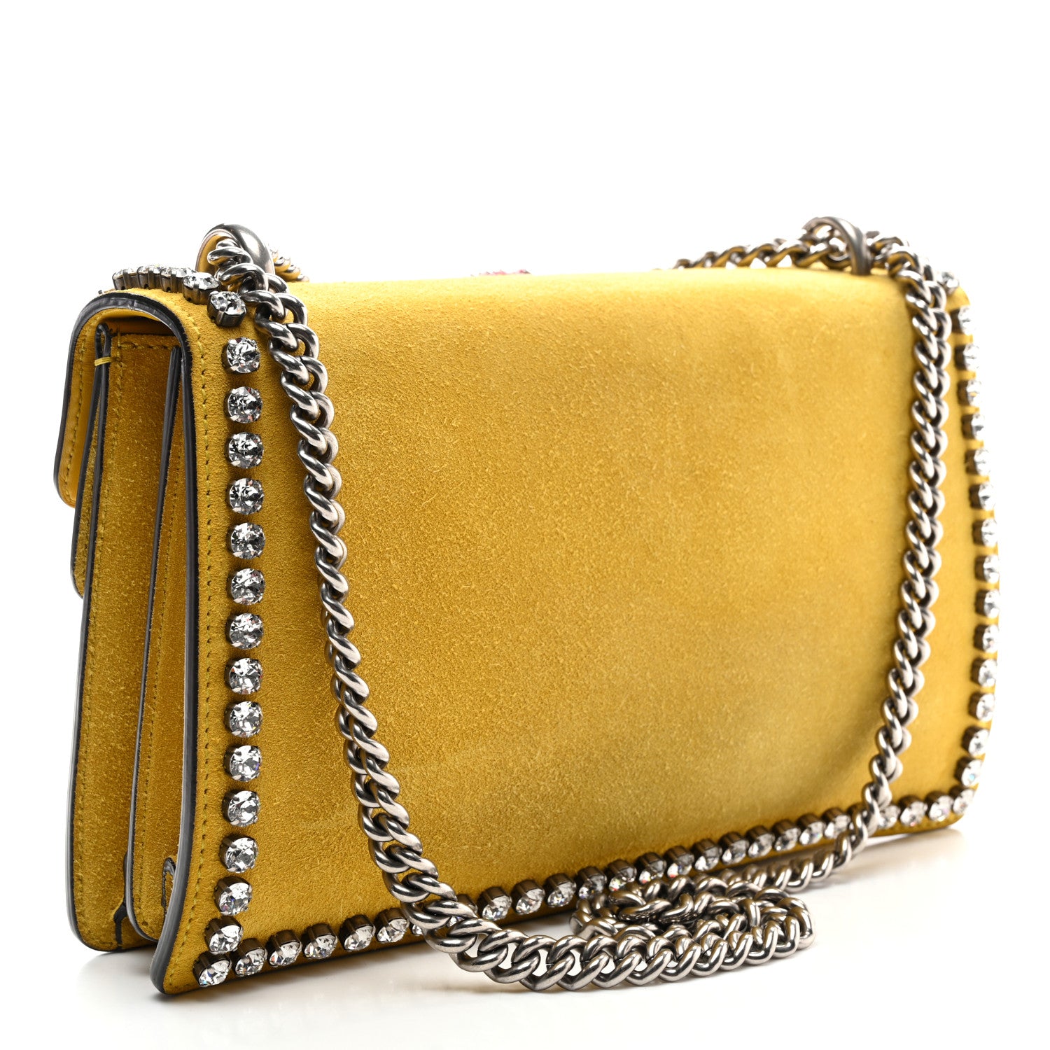 Gucci Suede Crystal Bow Embroidered Small Dionysus Shoulder Bag Yellow 2 of 14