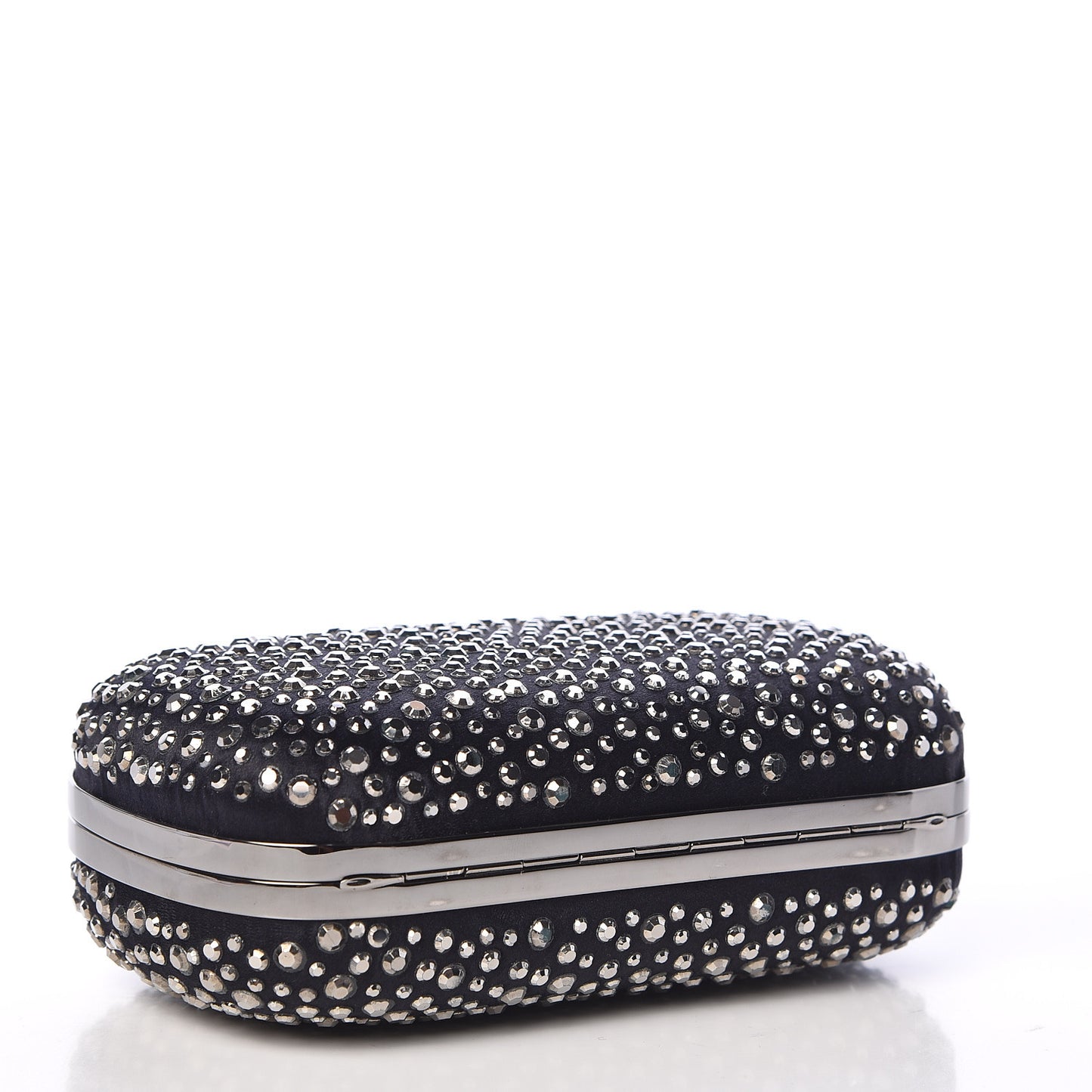 Silk Crystal Skull Box Clutch Black