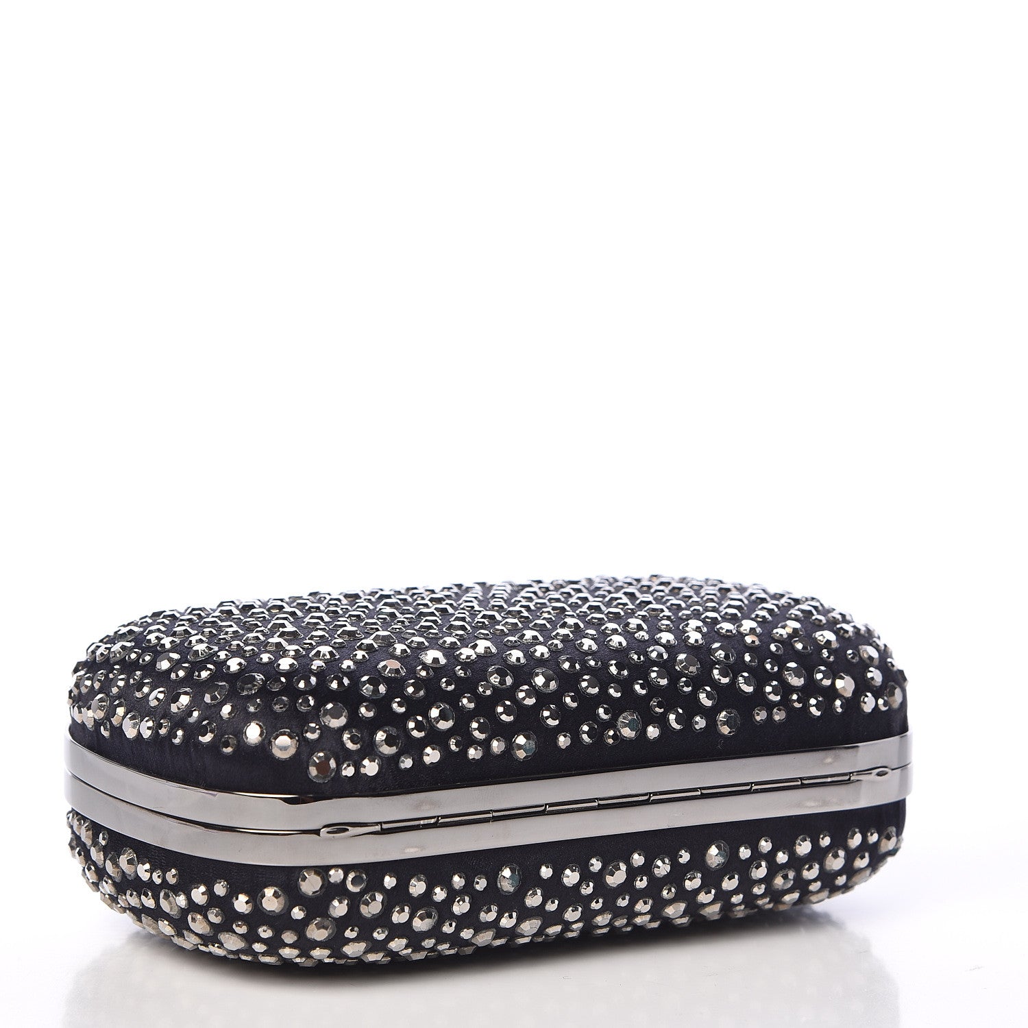 Alexander McQueen Silk Crystal Skull Box Clutch Black 5 of 8