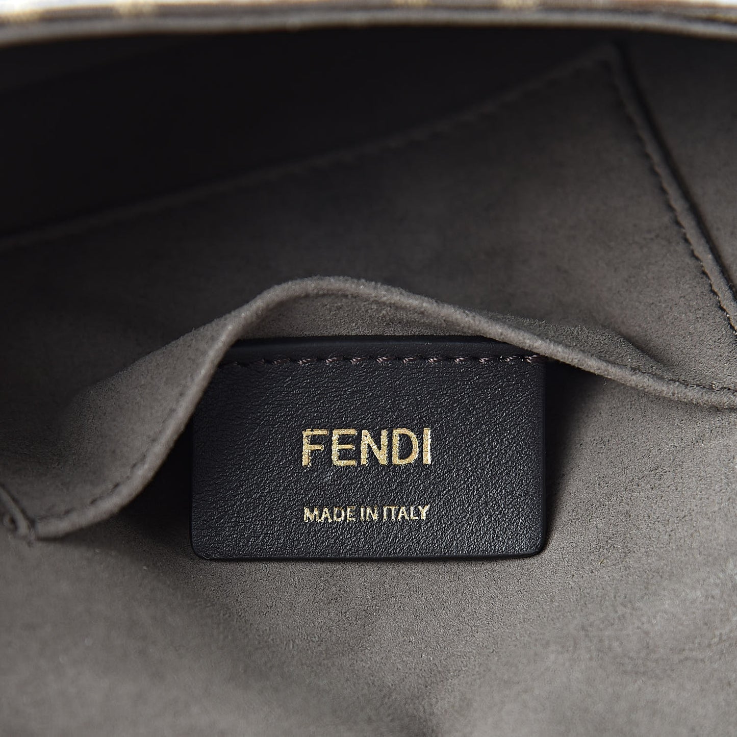 Glazed Fabric Vitello Century FF 1974 Stamp Patch Mini Double F Crossbody Bag Mogano Panna Black