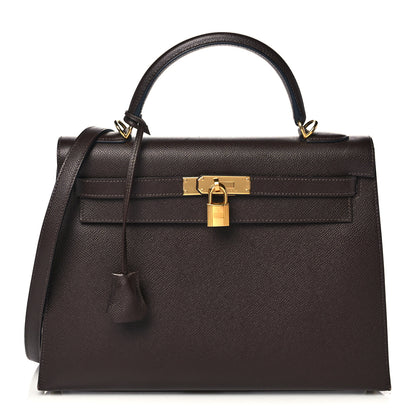 Hermes Epsom Kelly Sellier 32 Chocolate 1 of 13