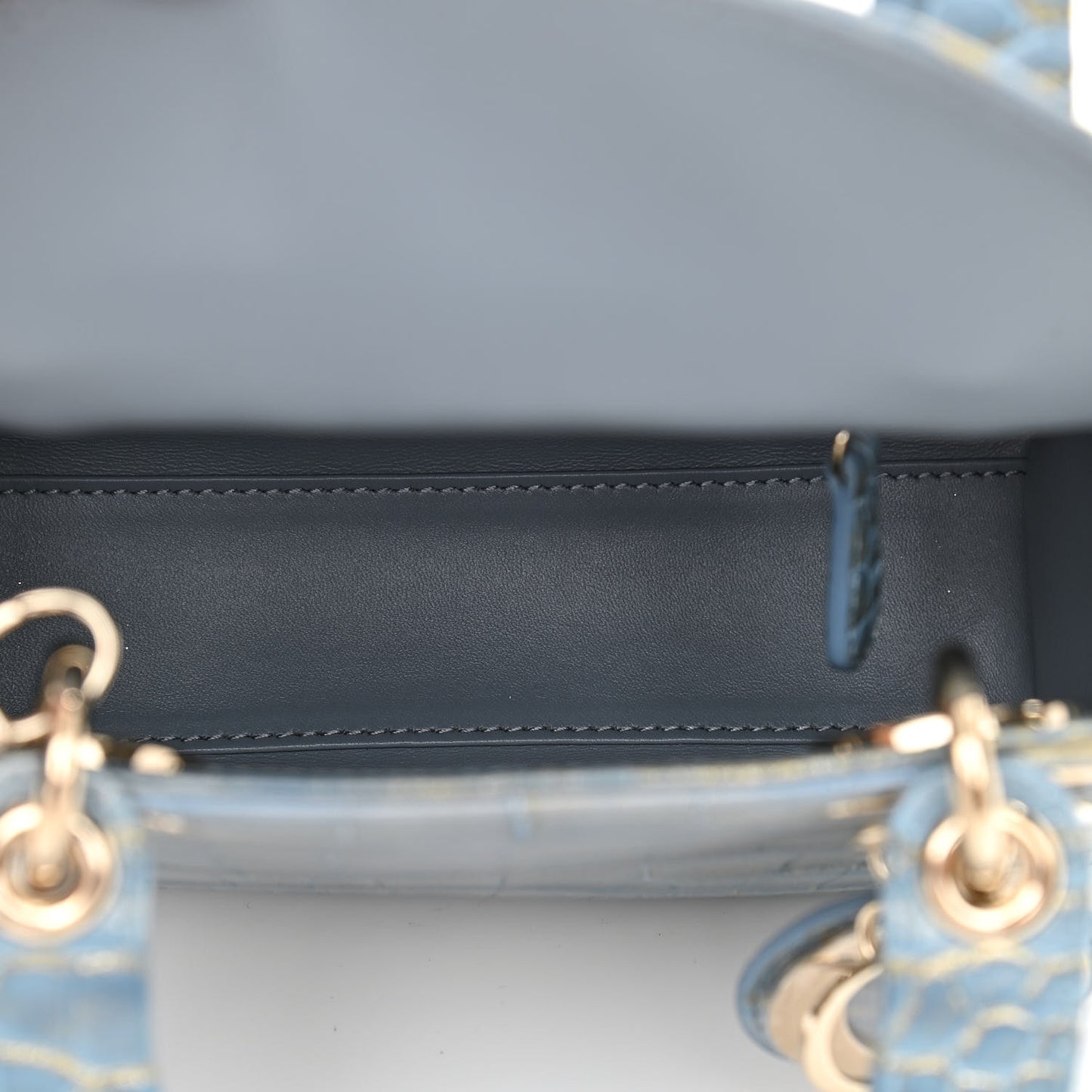 Metallic Alligator Mini Lady Dior Metal Blue