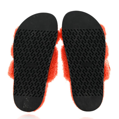 Hermes Woolskin Womens Chypre Sandals 37 Orange 5 of 7