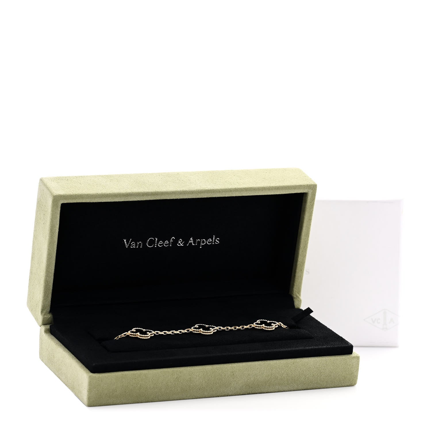 Van Cleef & Arpels 18K Yellow Gold Black Onyx 5 Motifs Vintage Alhambra Bracelet 6 of 6
