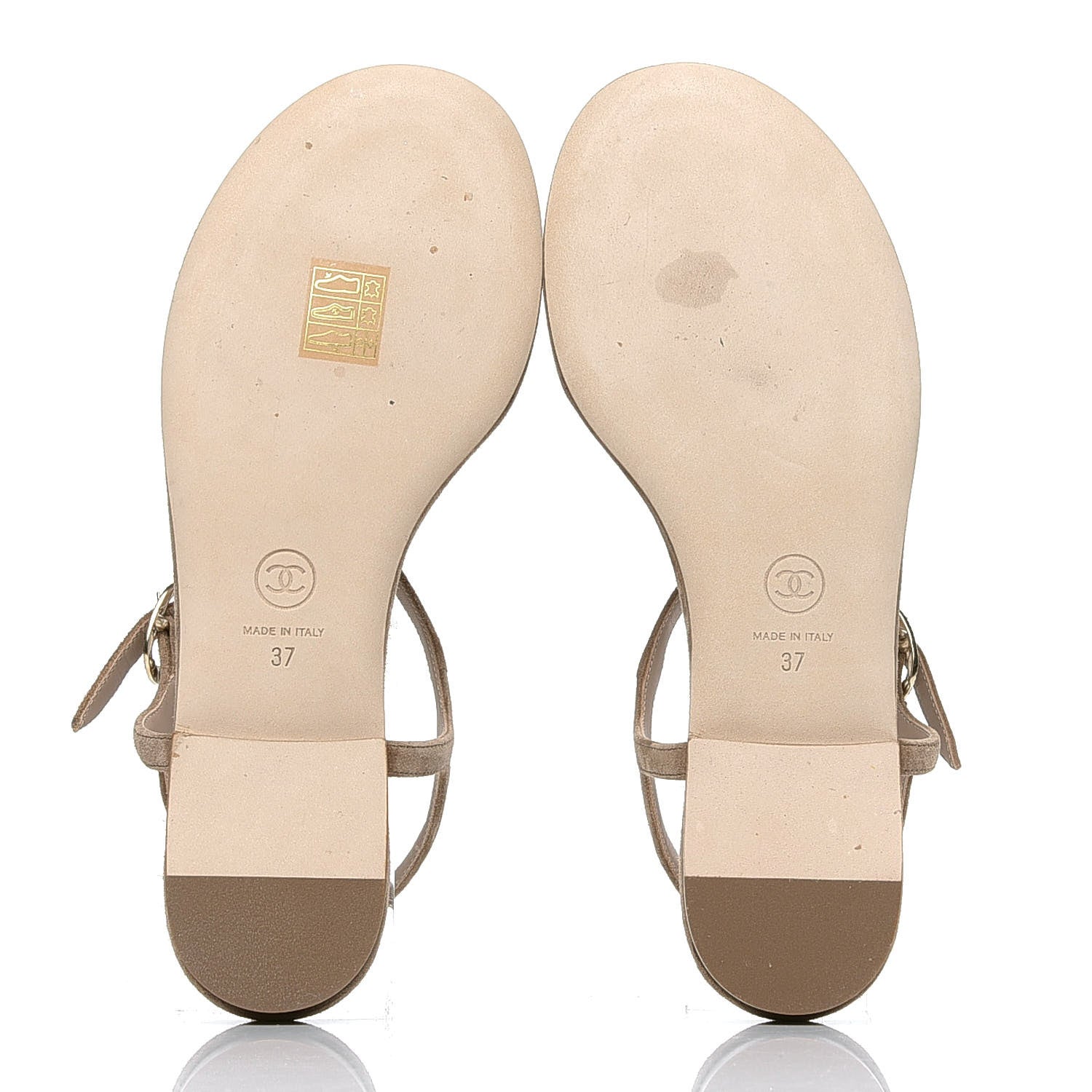 Chanel Suede Calfskin Chain Thong Sandals 37 Beige 4 of 5