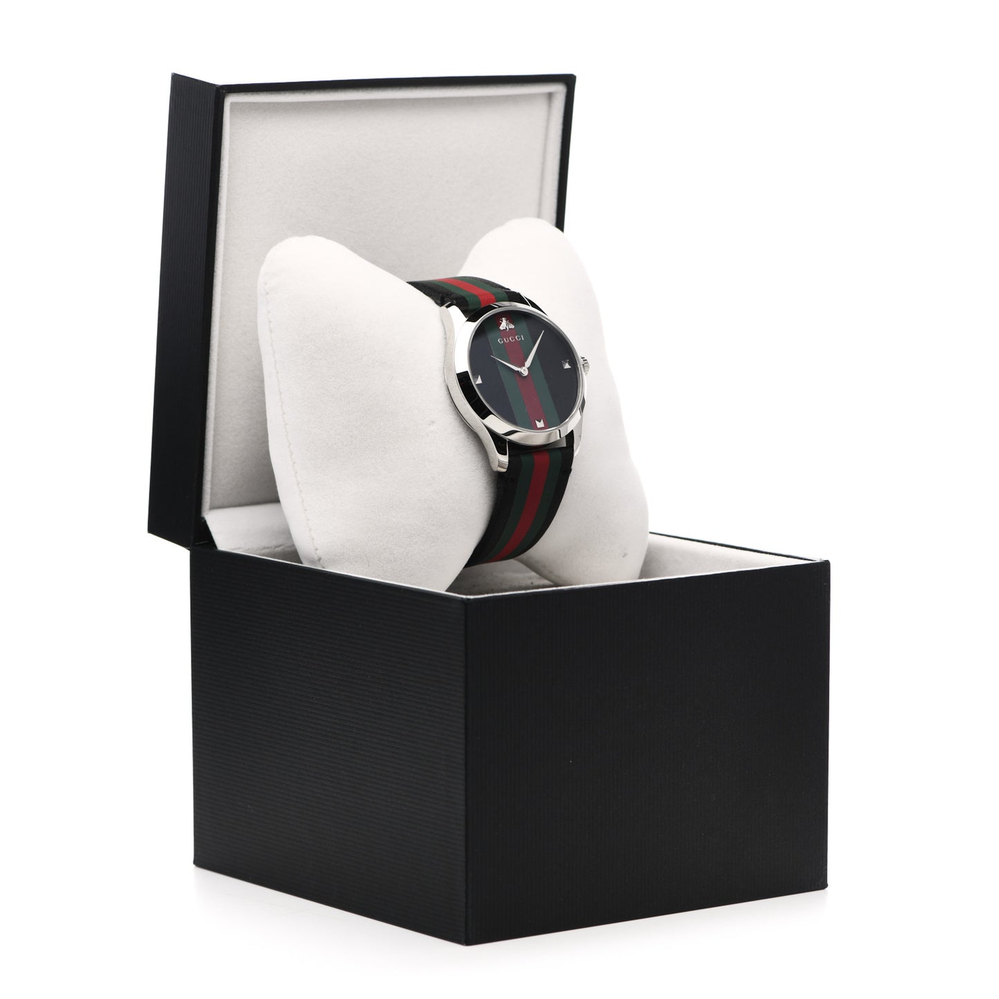 Stainless Steel Calfskin 38mm G-Timeless Stripe Web Quartz Watch Black