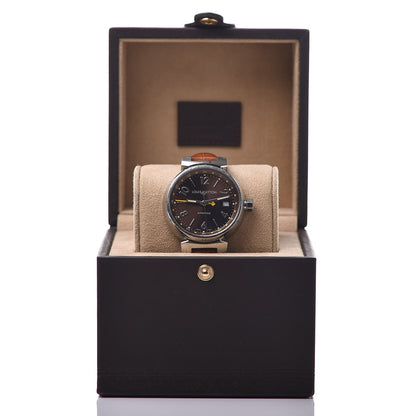 Louis Vuitton Stainless Steel Alligator 39mm Tambour GMT Automatic Watch Brown 7 of 7