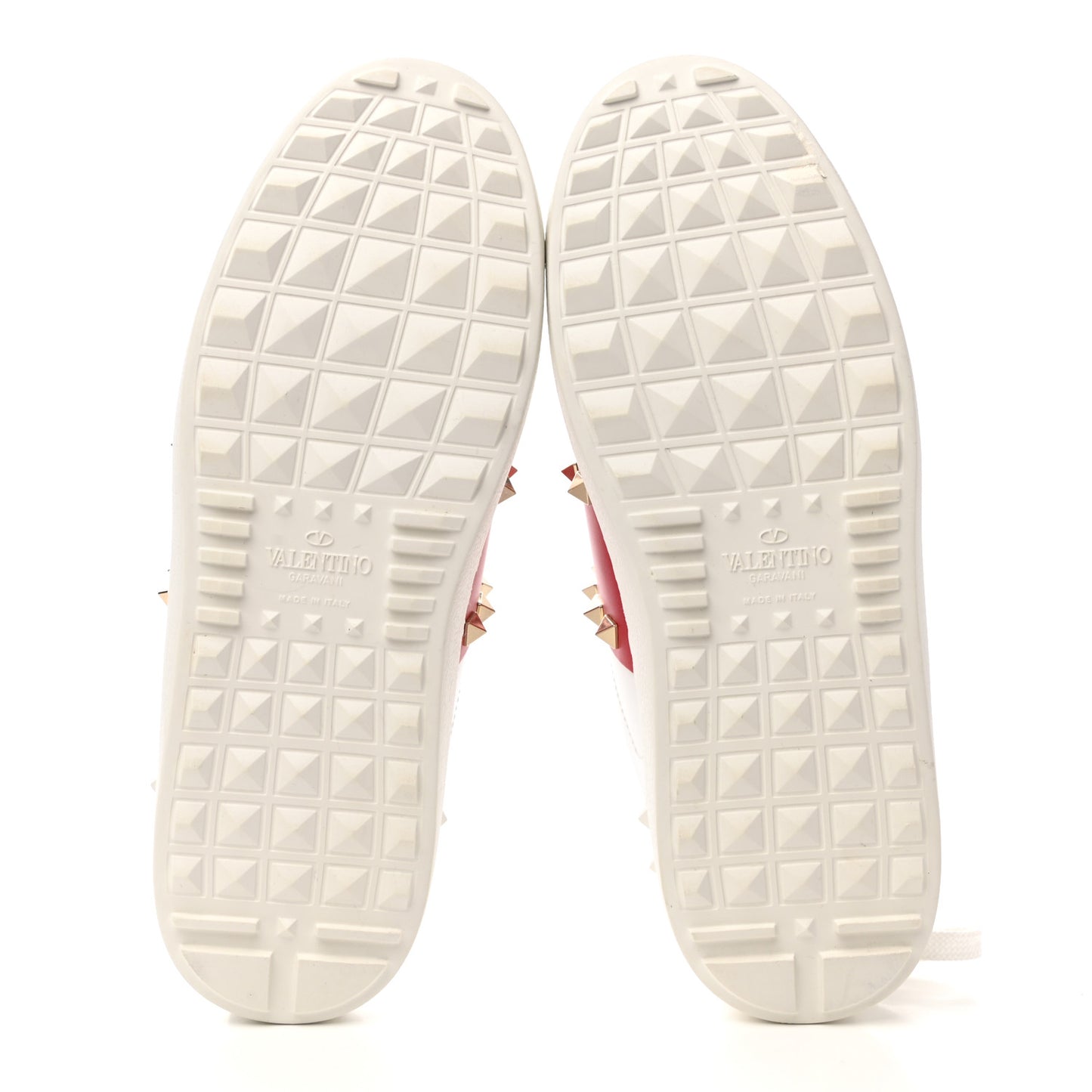 Calfskin Untitled Rockstud Slide Sneakers 37 White Red