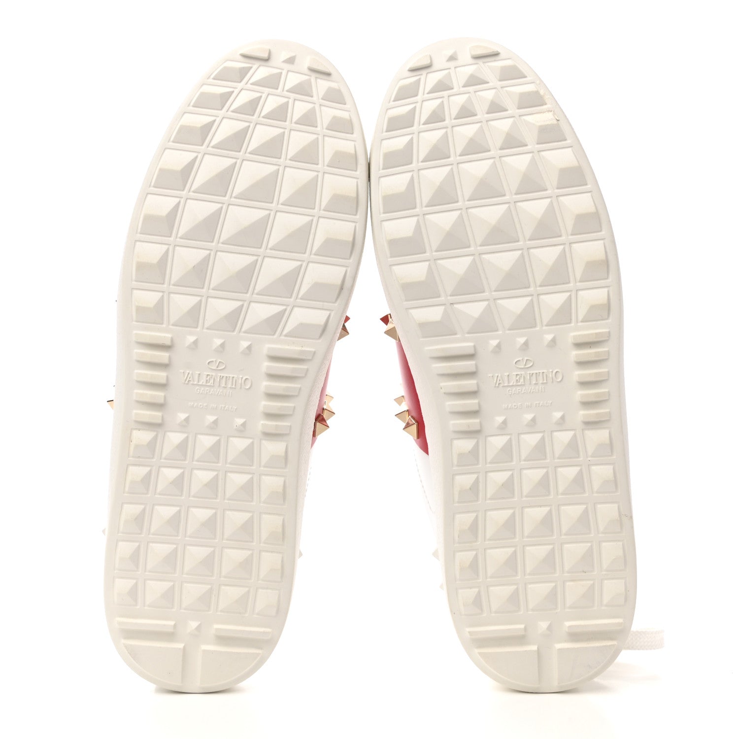 Valentino Garavani Calfskin Untitled Rockstud Slide Sneakers 37 White Red 5 of 8