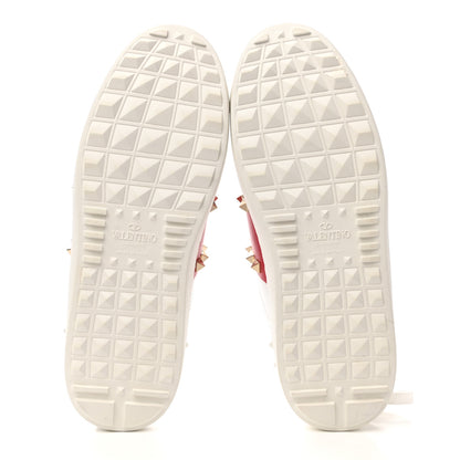 Valentino Garavani Calfskin Untitled Rockstud Slide Sneakers 37 White Red 5 of 8