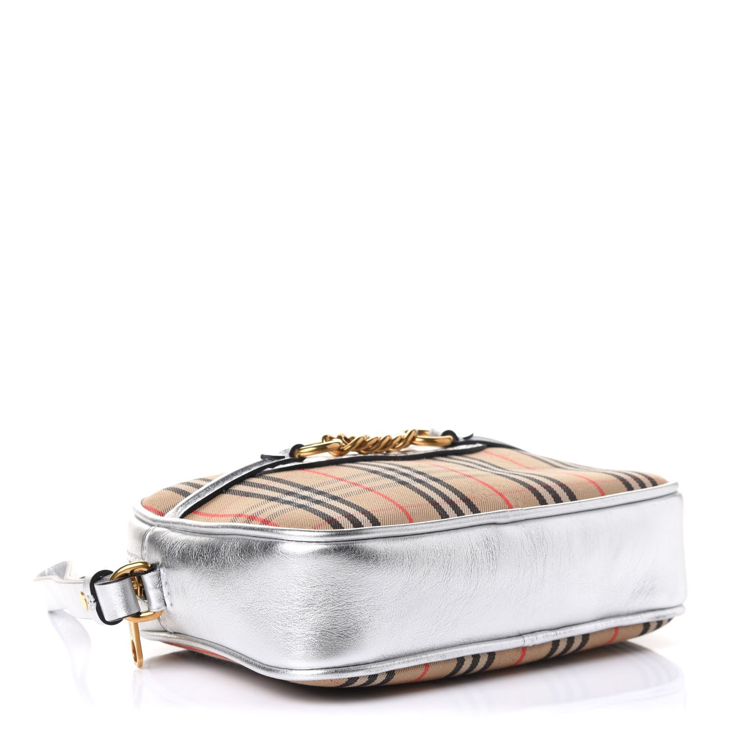 Burberry Metallic Smooth Calfskin 1983 Knight Check Link Bum Bag Silver 4 of 9