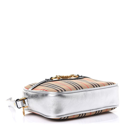 Burberry Metallic Smooth Calfskin 1983 Knight Check Link Bum Bag Silver 4 of 9