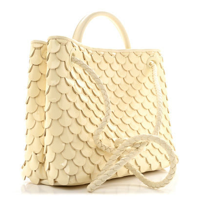 Bottega Veneta Patent Calfskin Fish Scale Small Andiamo Shoulder Bag Chamomile 4 of 15