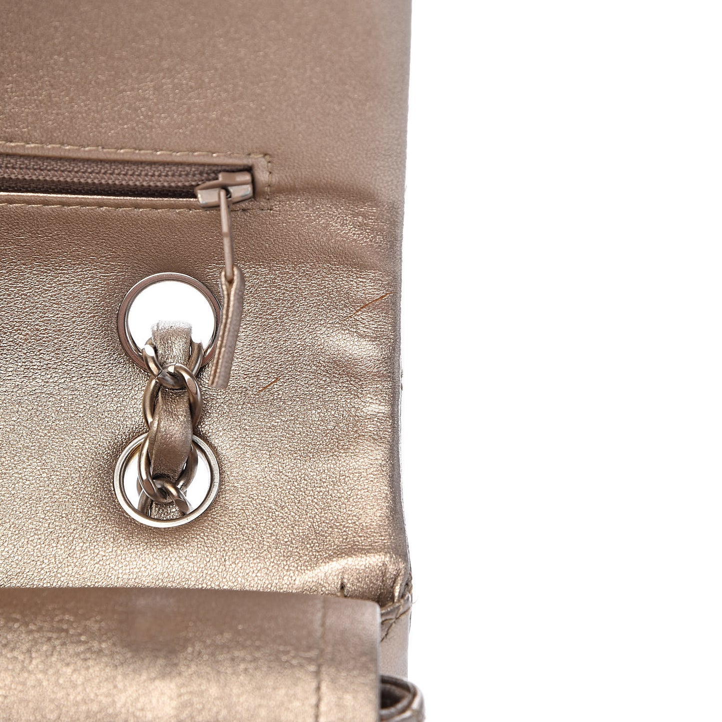 Metallic Lambskin Quilted Medium Double Flap Gold