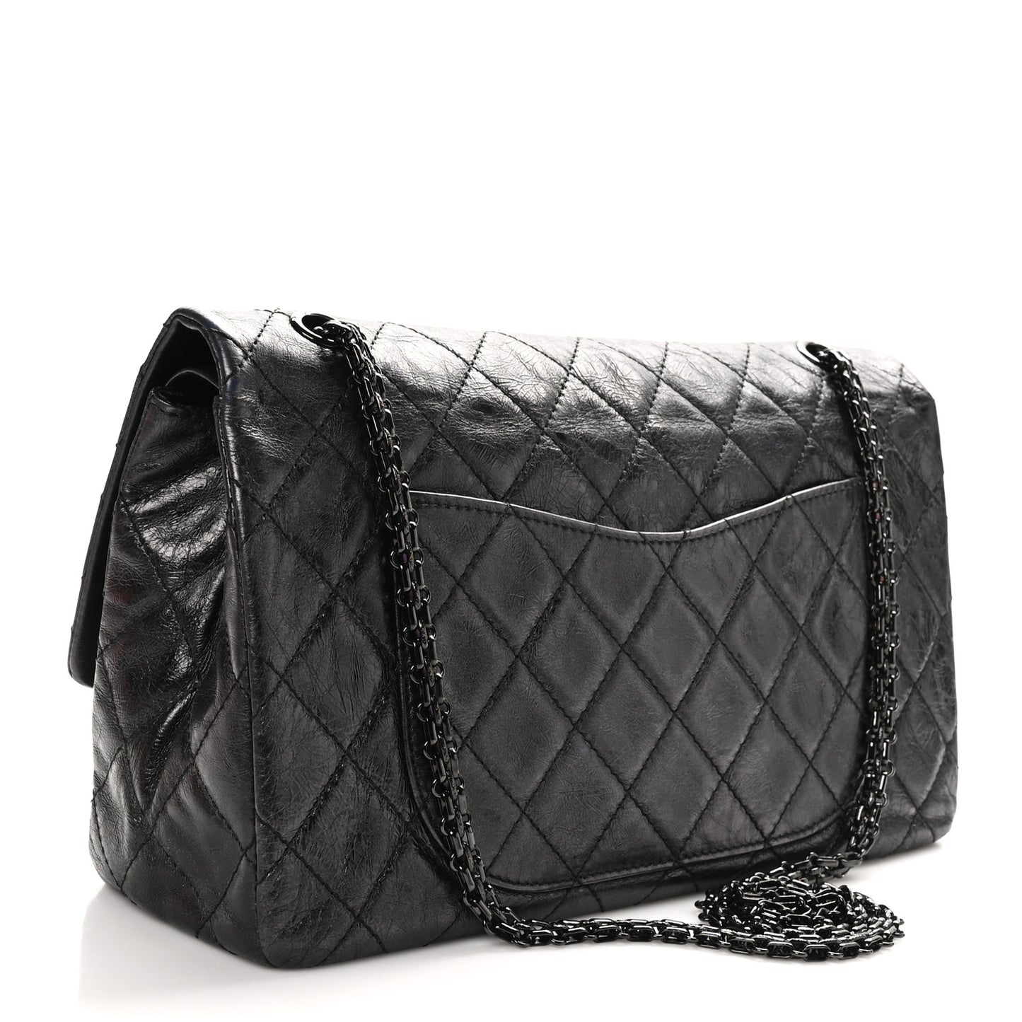 Metallic Aged Calfskin Quilted 2.55 Reissue 227 Flap So Black