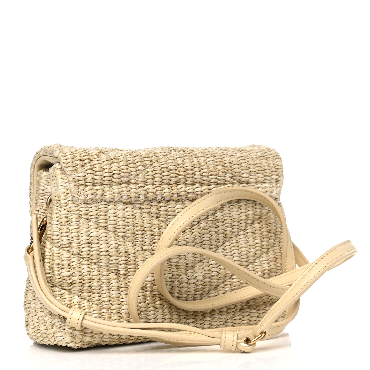 Raffia Monogram Toy Loulou Chain Satchel Naturale