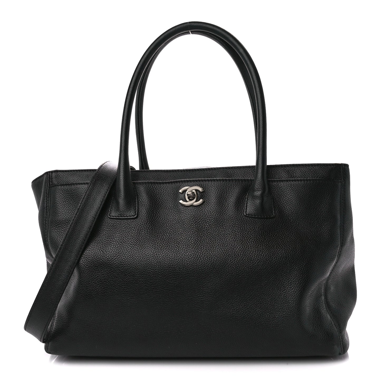 Calfskin Cerf Executive Shopper Tote Black