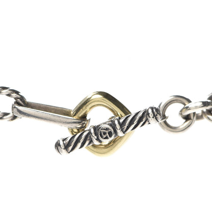 David Yurman Sterling Silver 18K Yellow Gold Figaro Chain Link Necklace 4 of 5