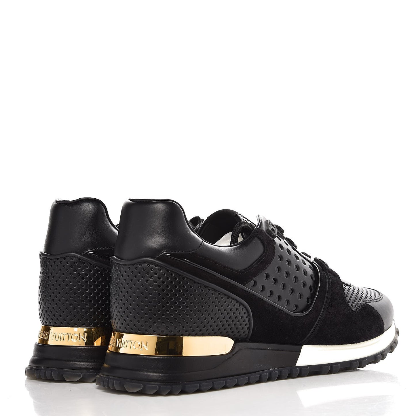 Nubuck Calfskin Perforated Run Away Sneakers 39 Black