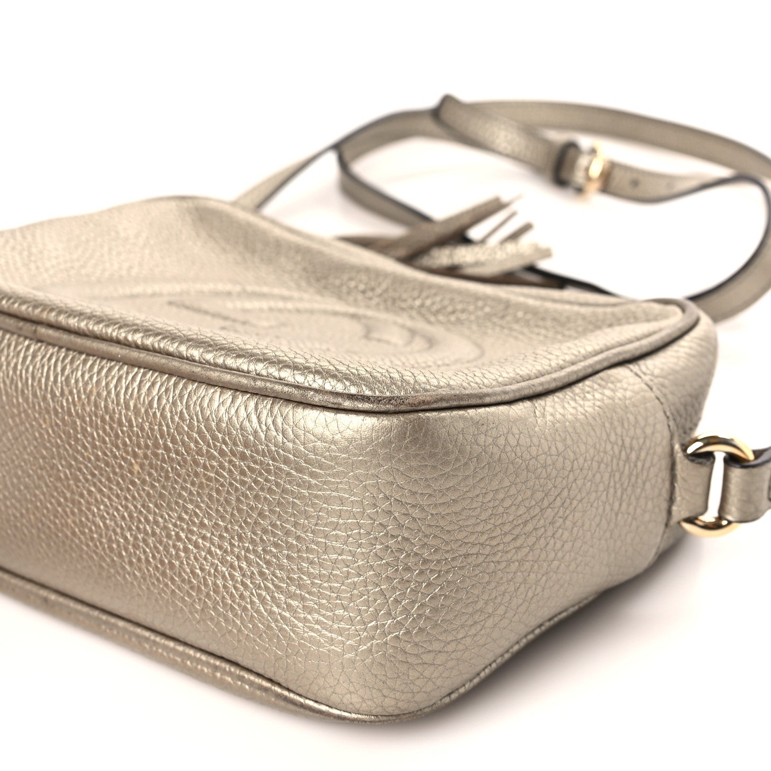 Gucci Metallic Pebbled Calfskin Small Soho Disco Bag Golden Beige 9 of 10