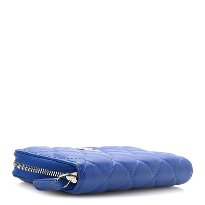 Chanel Lambskin Quilted Medium Zip Around Wallet Blue 4 of 9