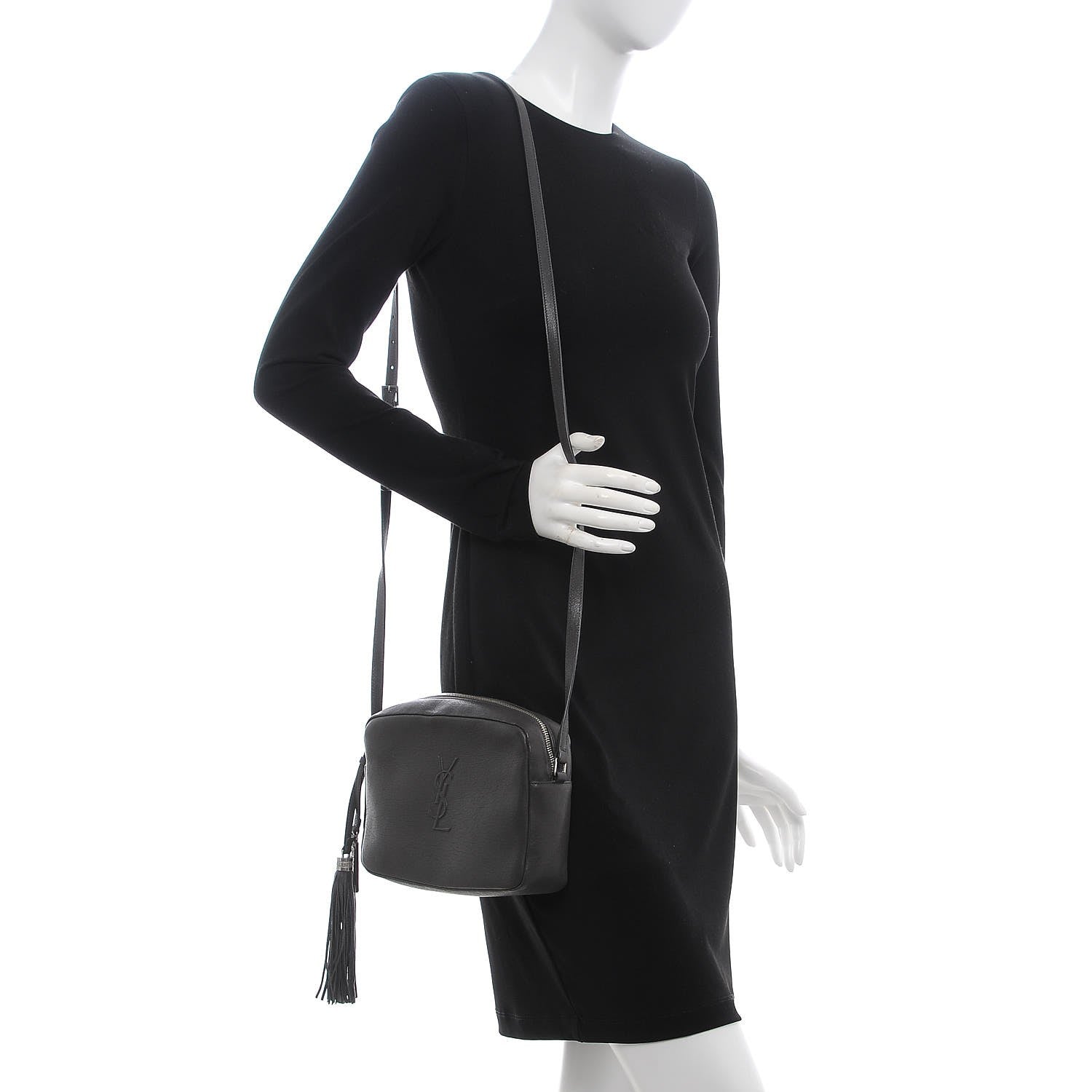 Saint Laurent Lambskin Monogram Small Lou Camera Bag Asphalt 2 of 8