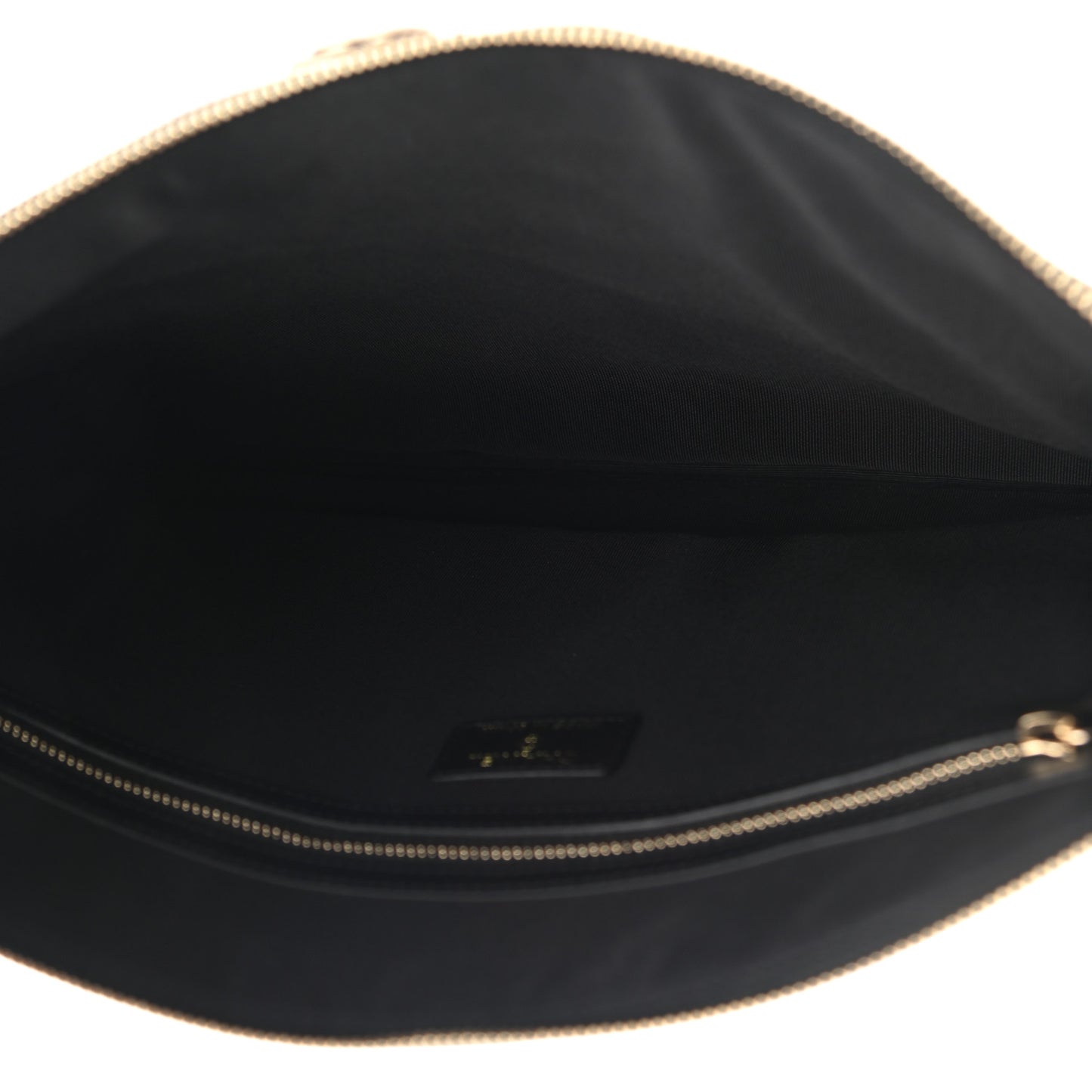 Lambskin Quilted Large Boy Zip Pouch Black