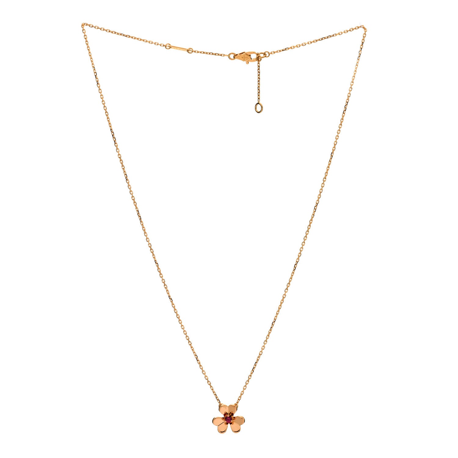 Van Cleef & Arpels 18K Rose Gold Ruby Mini Frivole Pendant Necklace 3 of 6