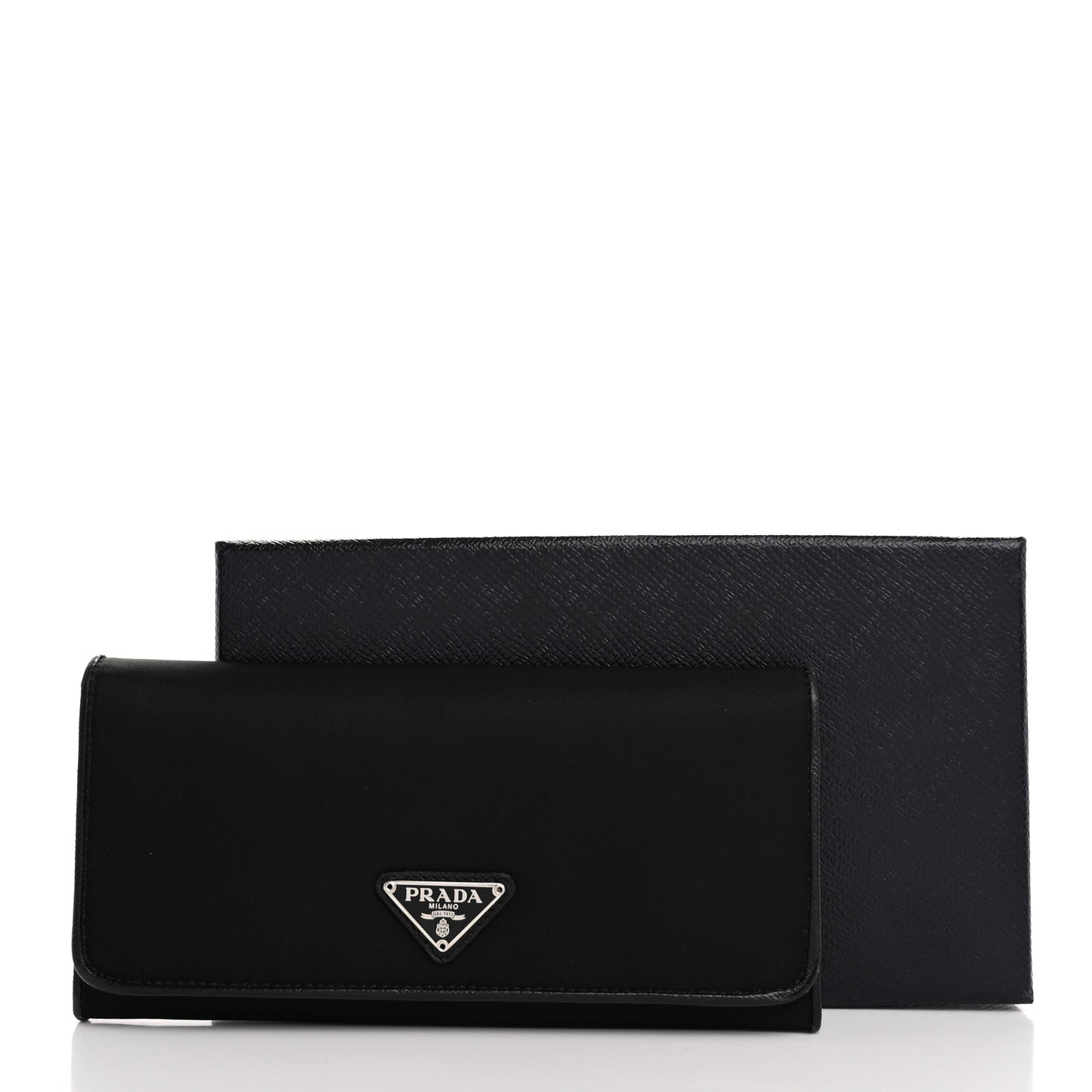 Tessuto Nylon Triangle Continental Flap Wallet Black