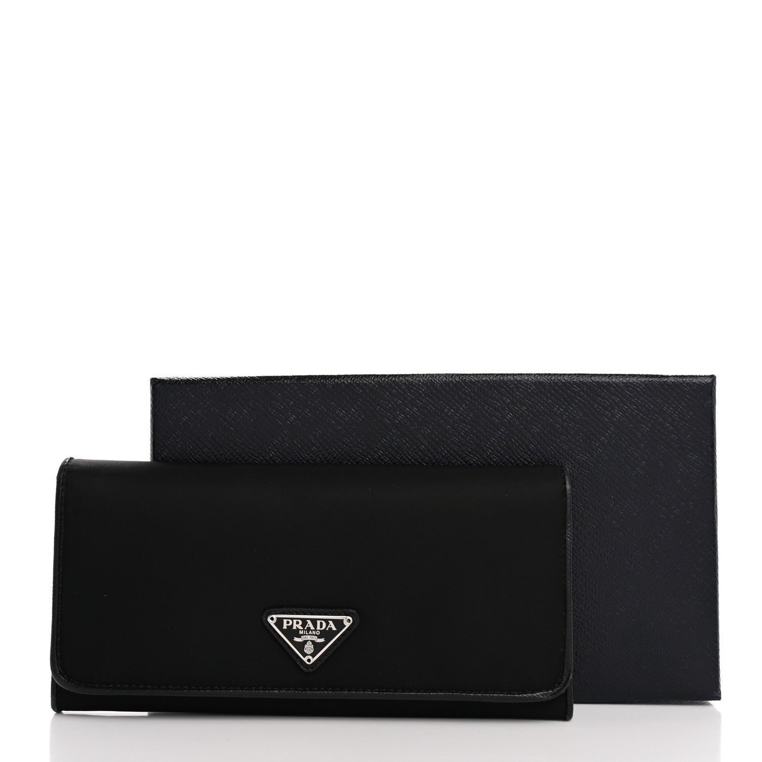 Prada Tessuto Nylon Triangle Continental Flap Wallet Black 13 of 13