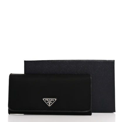 Prada Tessuto Nylon Triangle Continental Flap Wallet Black 13 of 13