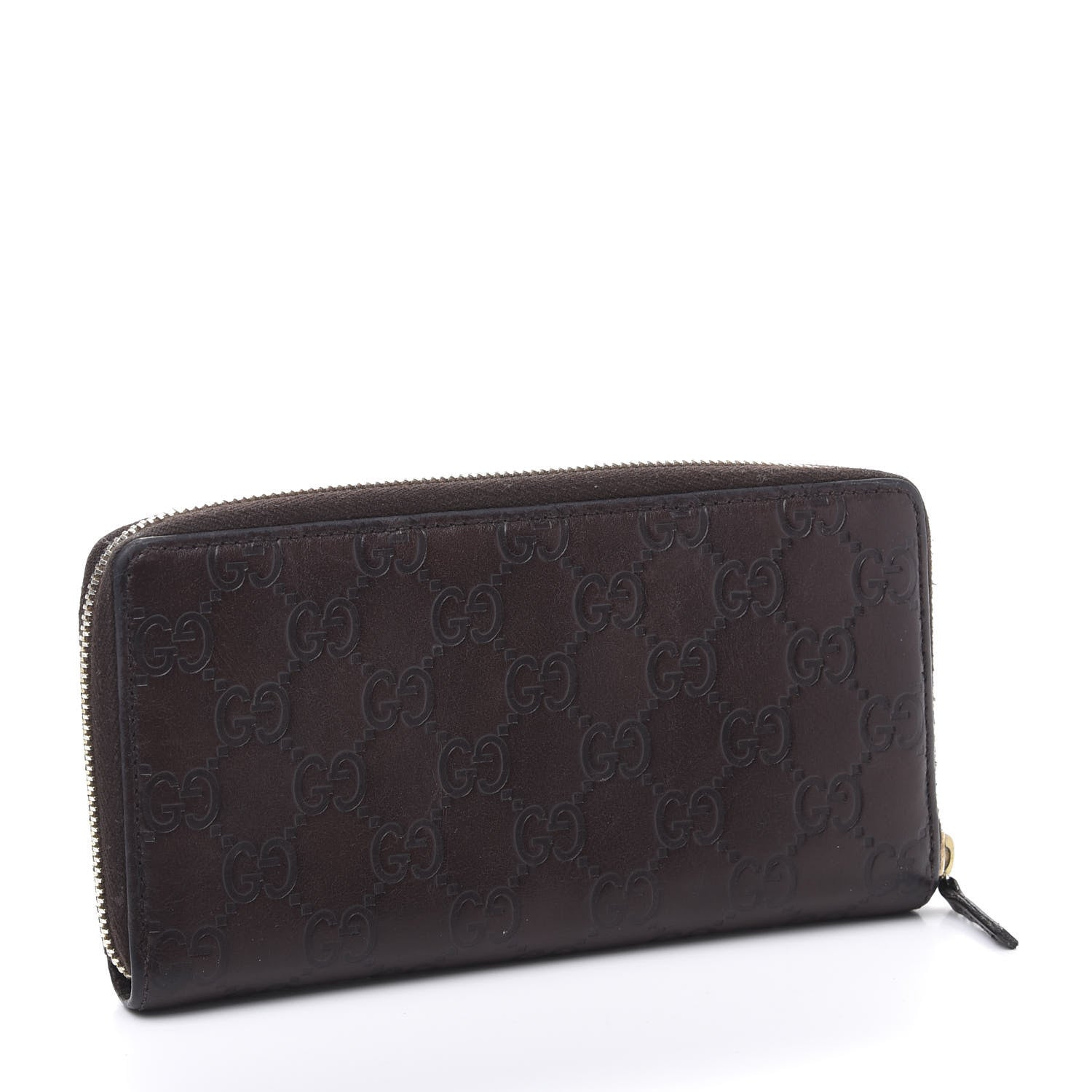 Gucci Guccissima Margaux Calfskin Metal Bar Zip Around Wallet Chocolate 3 of 13