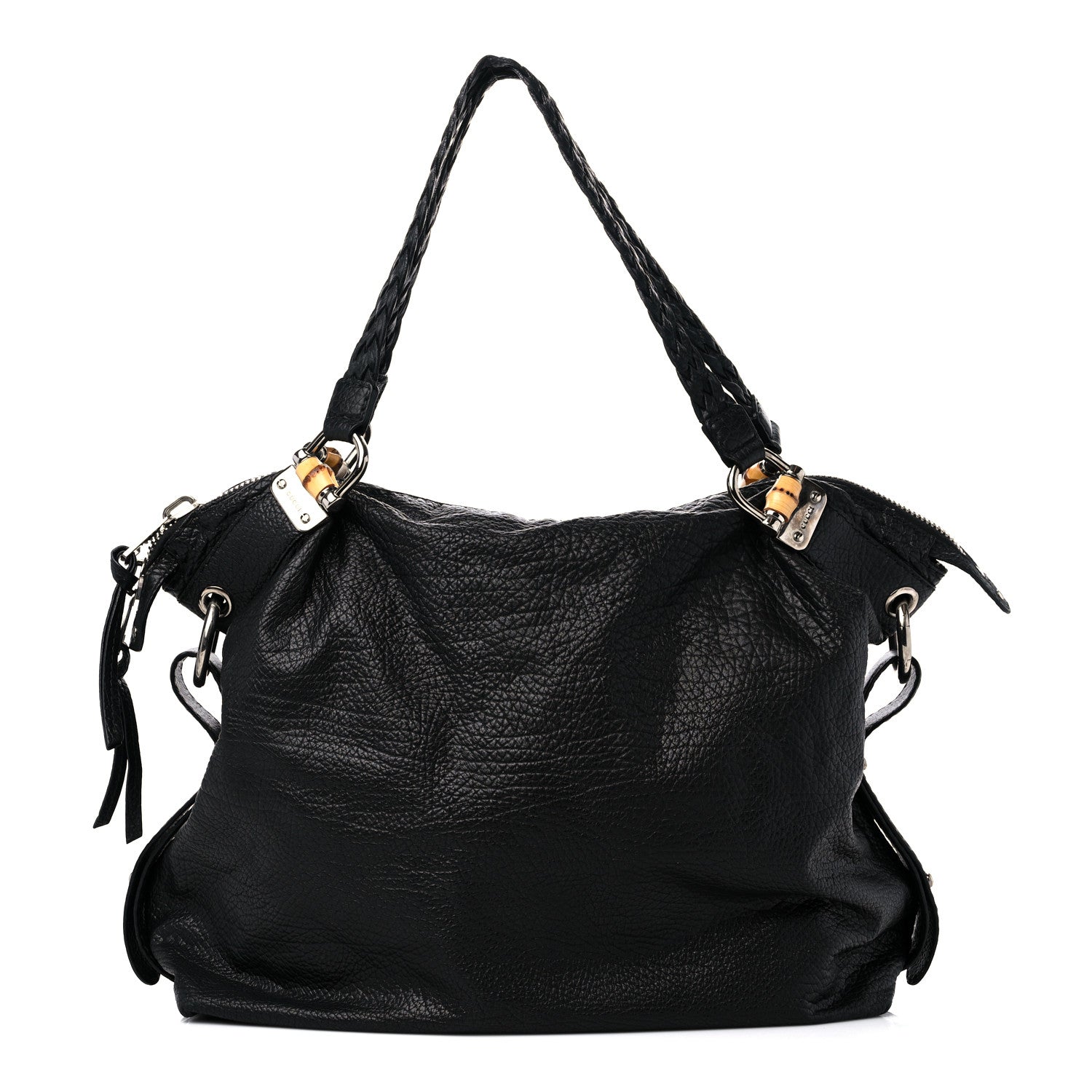 Gucci Calfskin Large Bamboo Bar Shoulder Bag Black 1 of 14