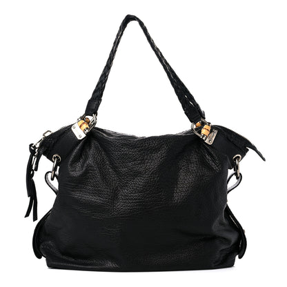 Gucci Calfskin Large Bamboo Bar Shoulder Bag Black 1 of 14