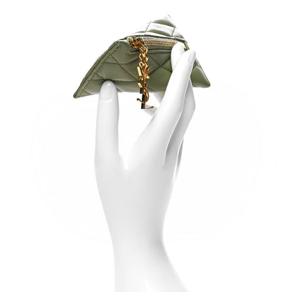 Saint Laurent Quilted Lambskin Berlingo Bag Charm Green 2 of 8