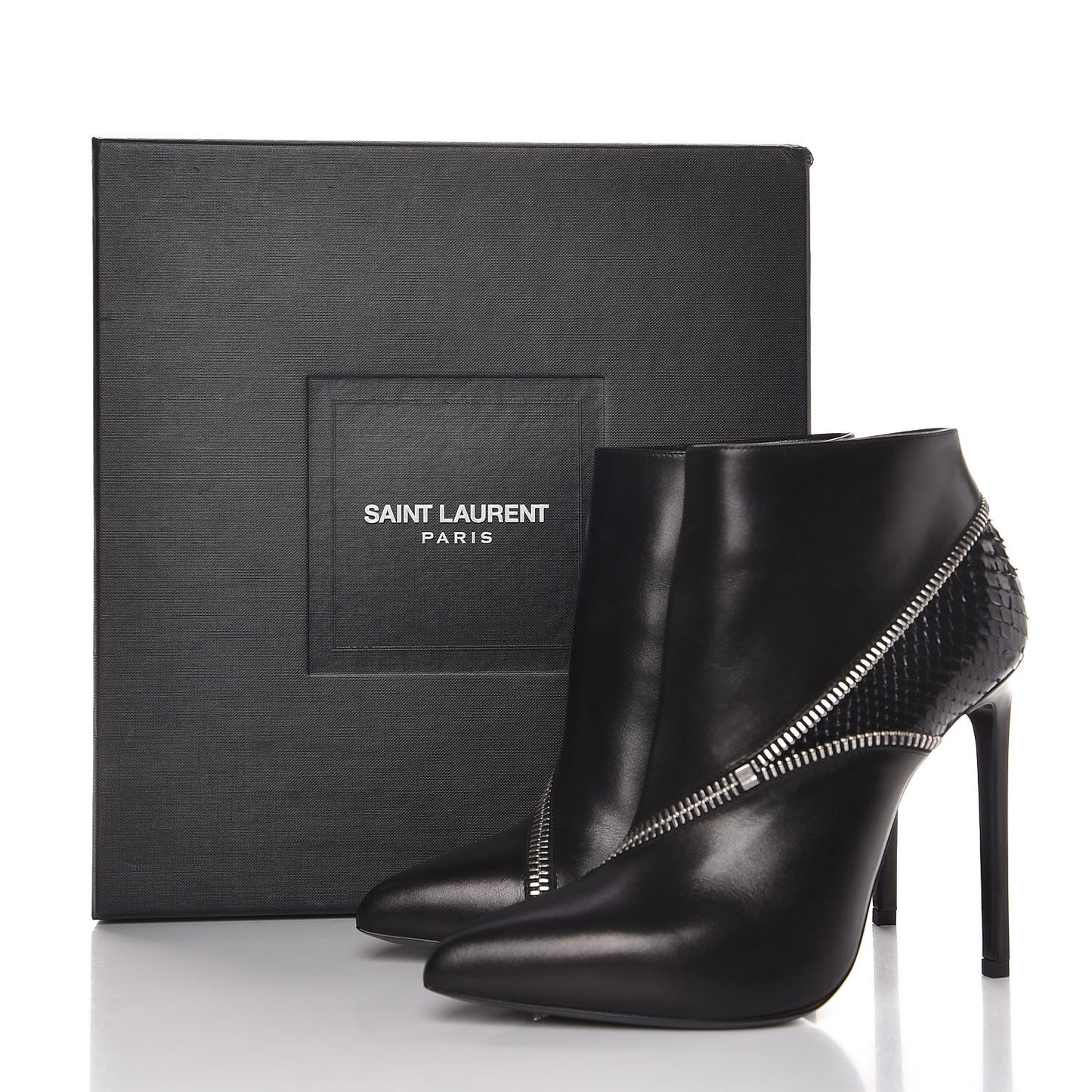 Calfskin Python Embossed Paris 110 Ankle Boots 38 Black