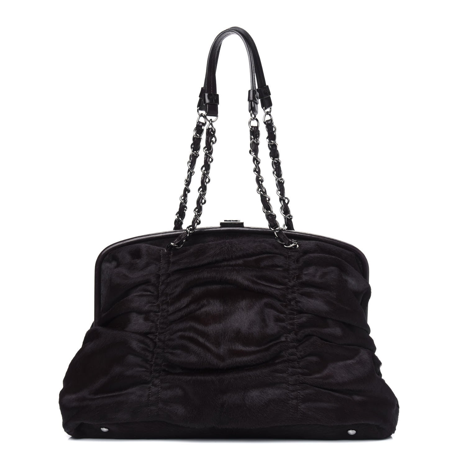 Chanel Pony Hair Sharpei Frame Tote Dark Brown 1 of 6