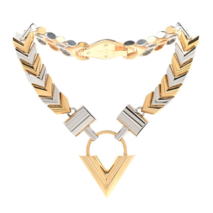 Louis Vuitton Metal Essential V Chain Choker Necklace Gold Silver 3 of 8