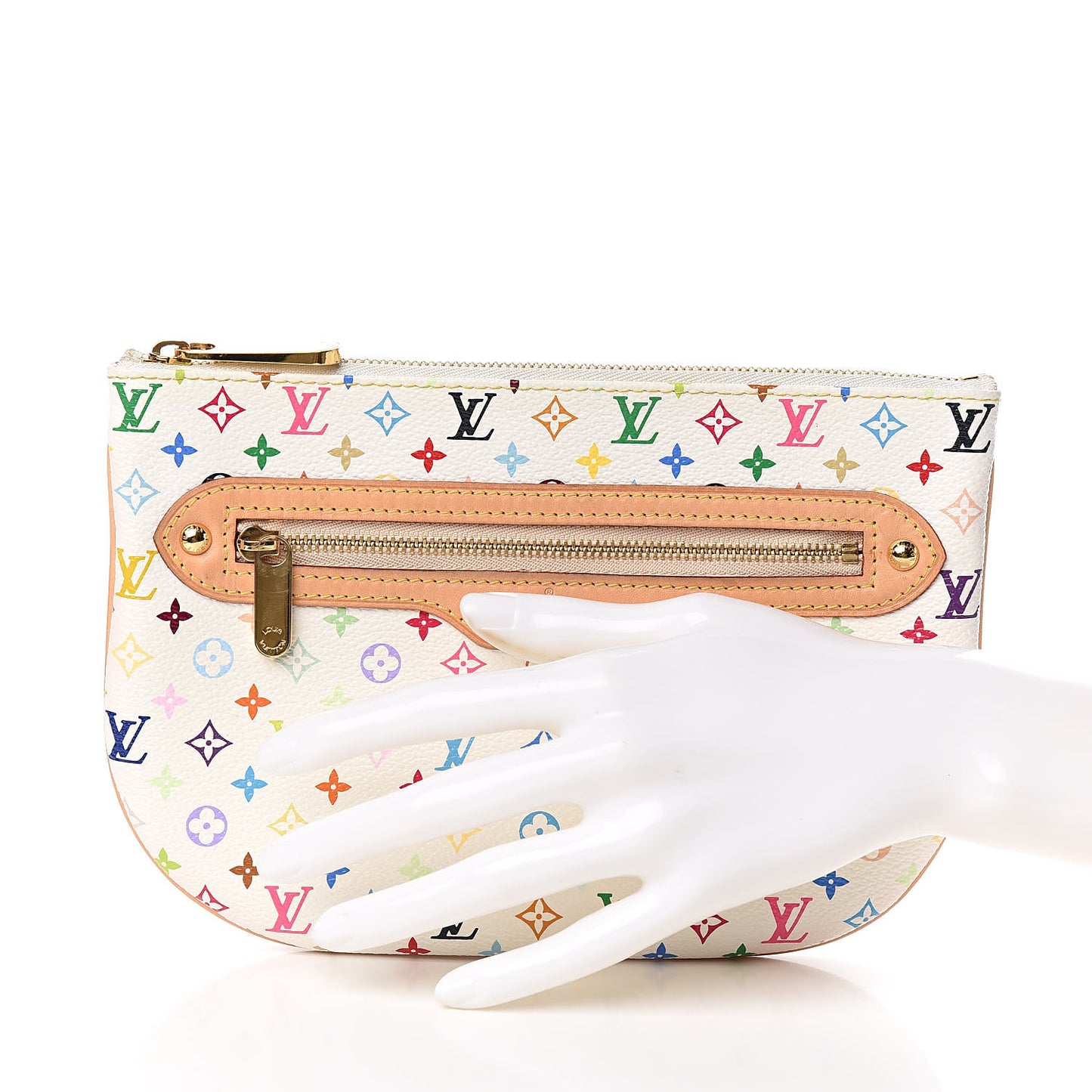 Monogram Multicolor Pochette Plate GM White