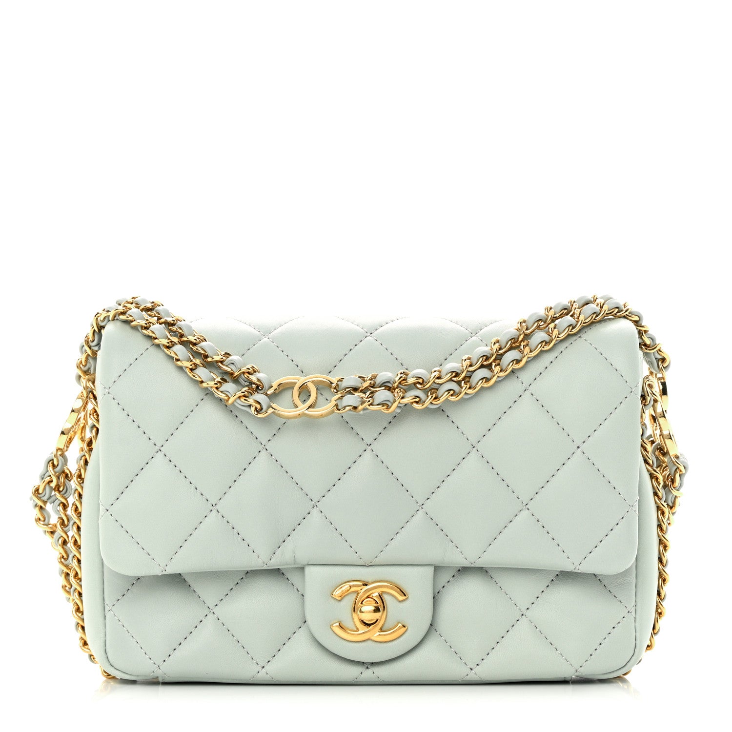 Chanel Lambskin Quilted Mini CC You Flap Light Grey 1 of 12