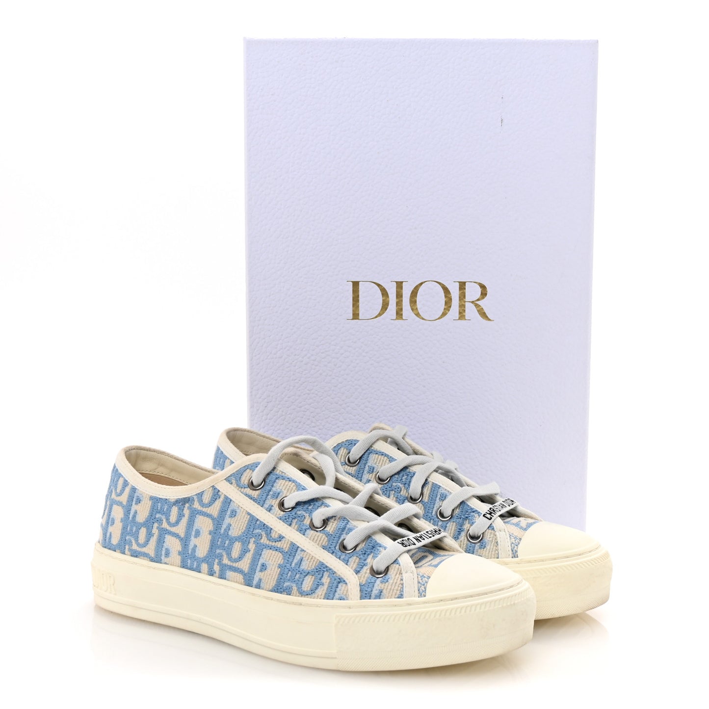 Canvas Oblique Walk'N'Dior Low Top Sneakers 38 Cornflower Blue